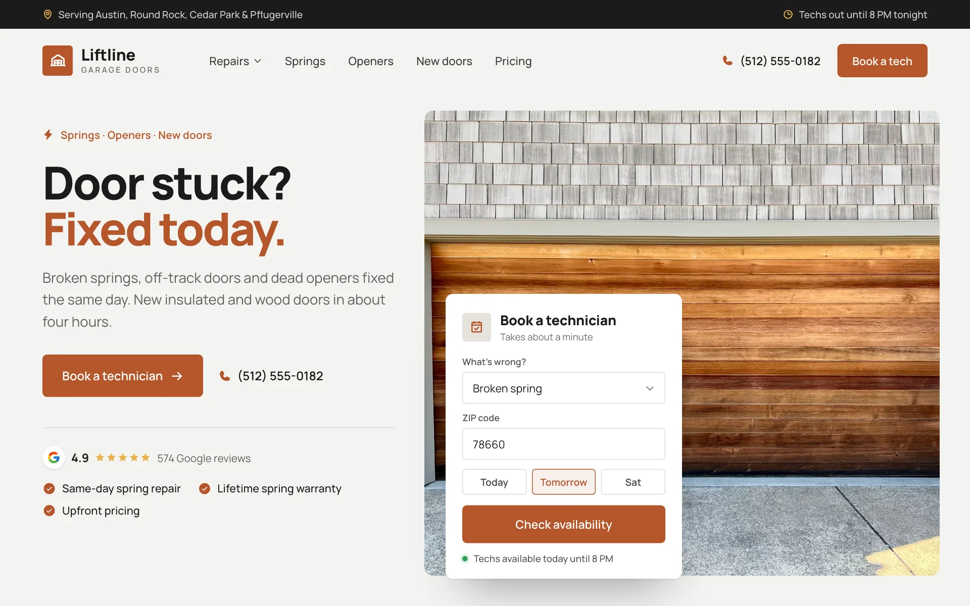 AI website for a garage door company, built with Pantora