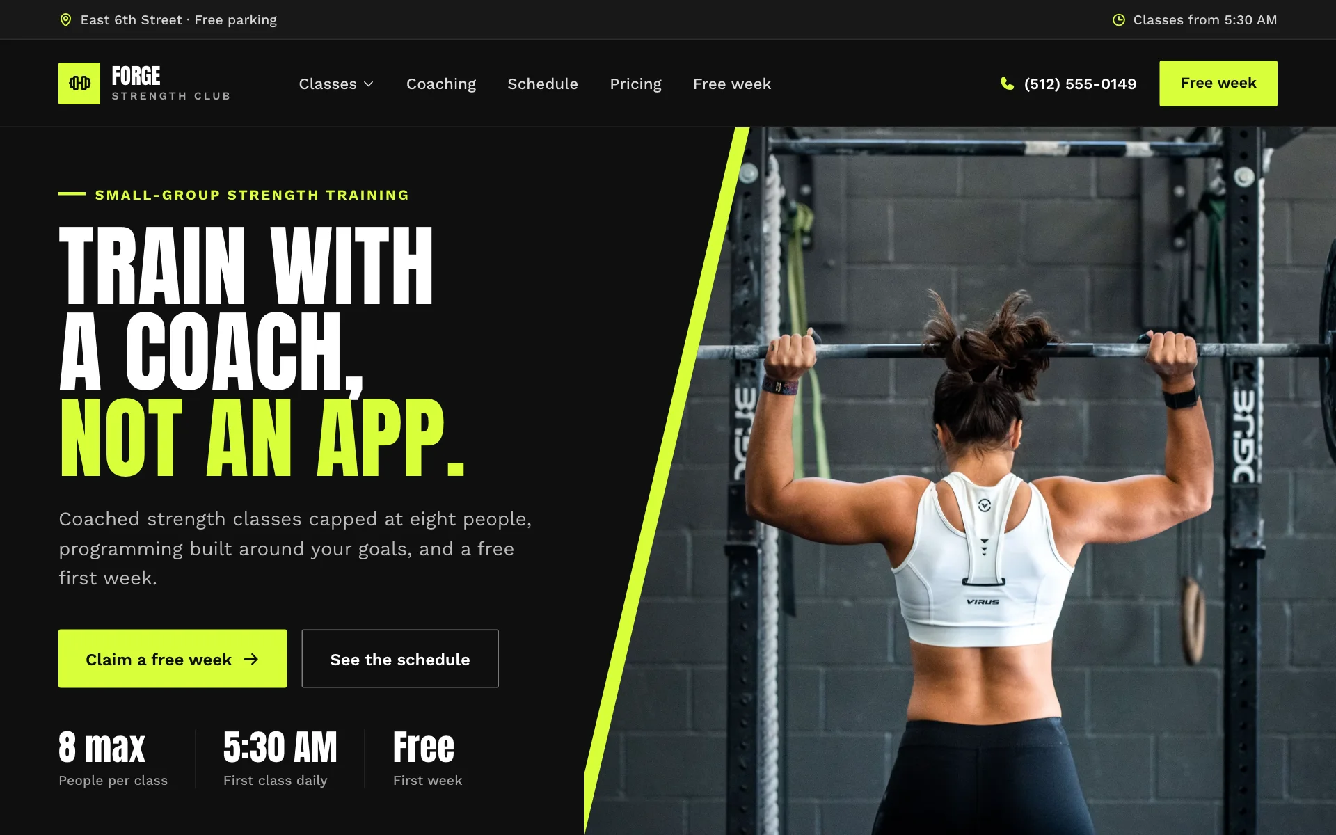AI website for a gym or fitness studio, built with Pantora