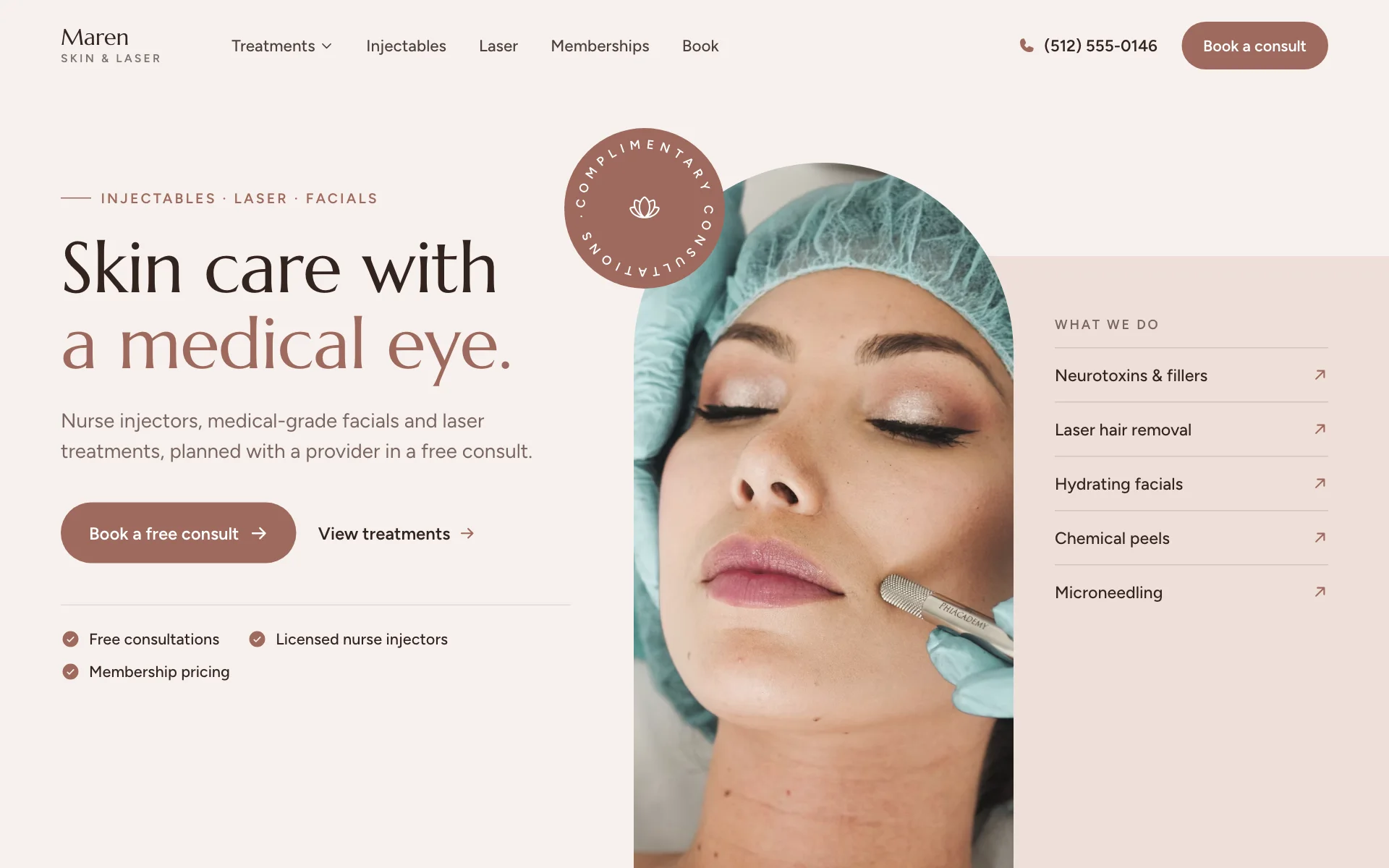 AI website for a med spa, built with Pantora