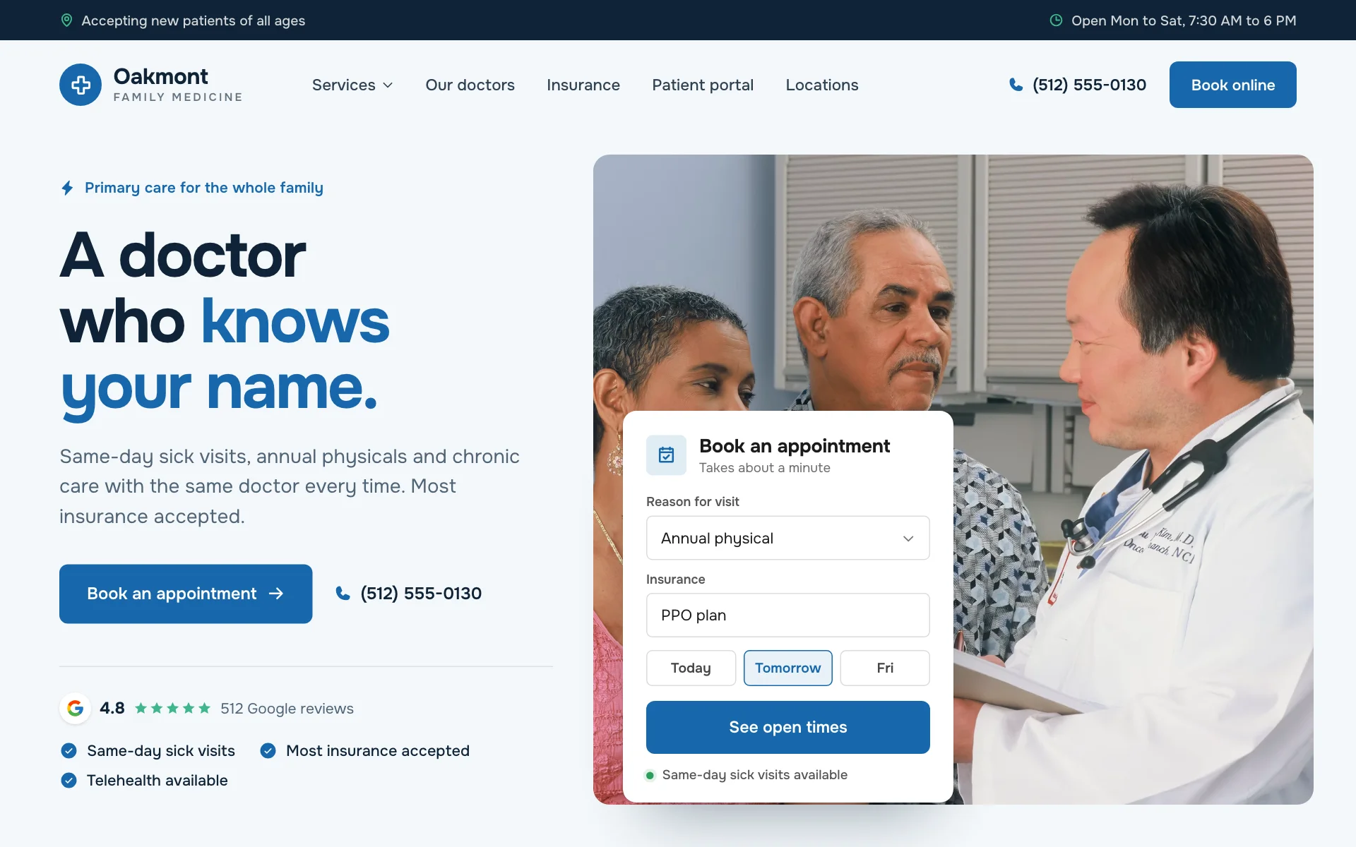 AI website for a medical practice, built with Pantora