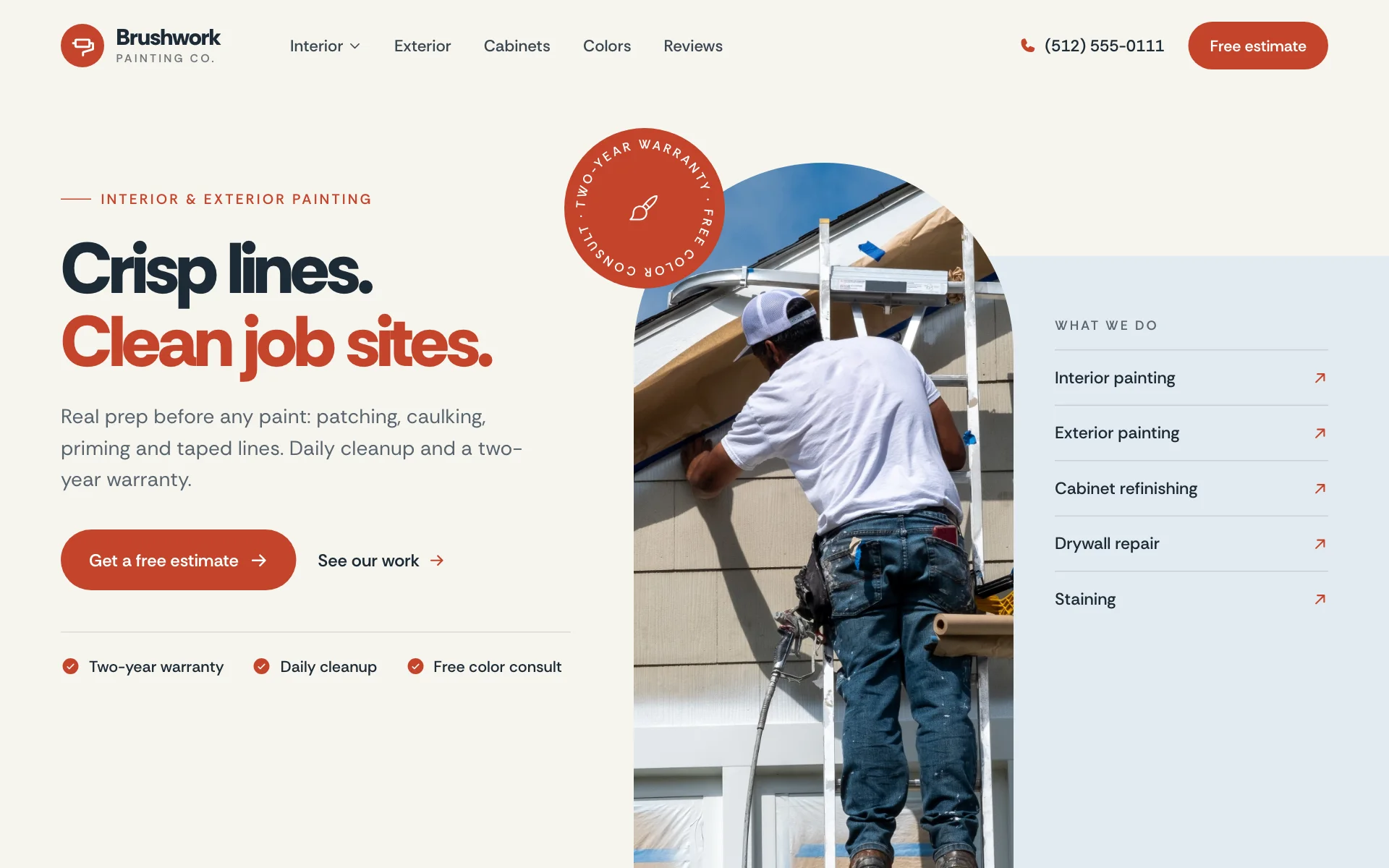 AI website for a painting company, built with Pantora
