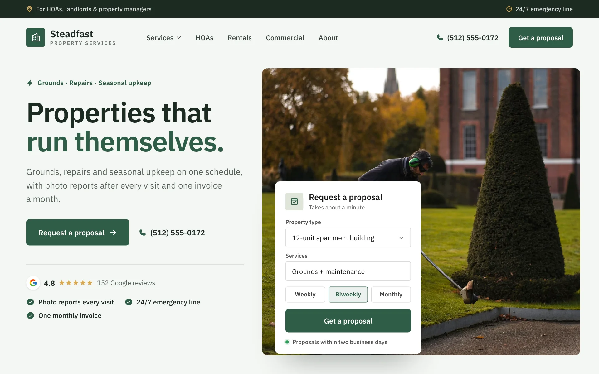 AI website for a property maintenance company, built with Pantora