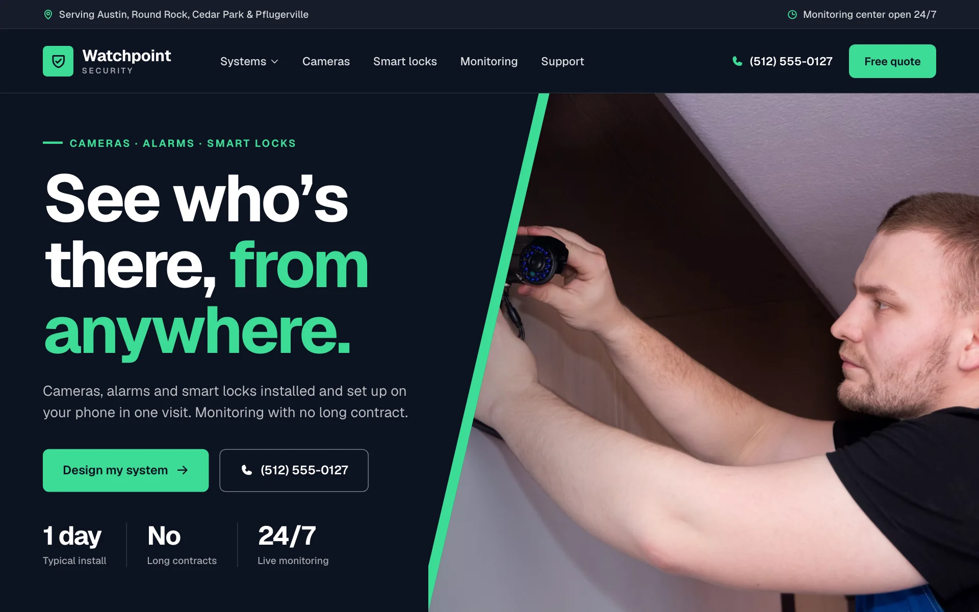 AI website for a security company, built with Pantora