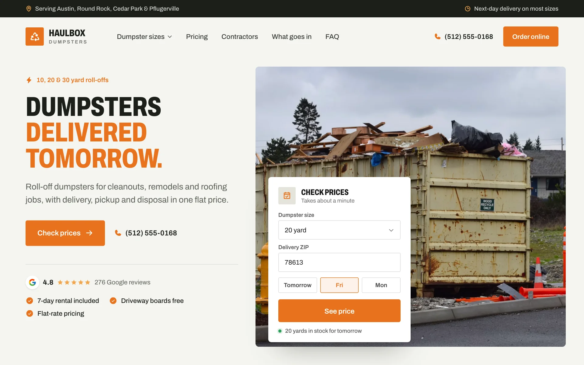 AI website for a waste management company, built with Pantora