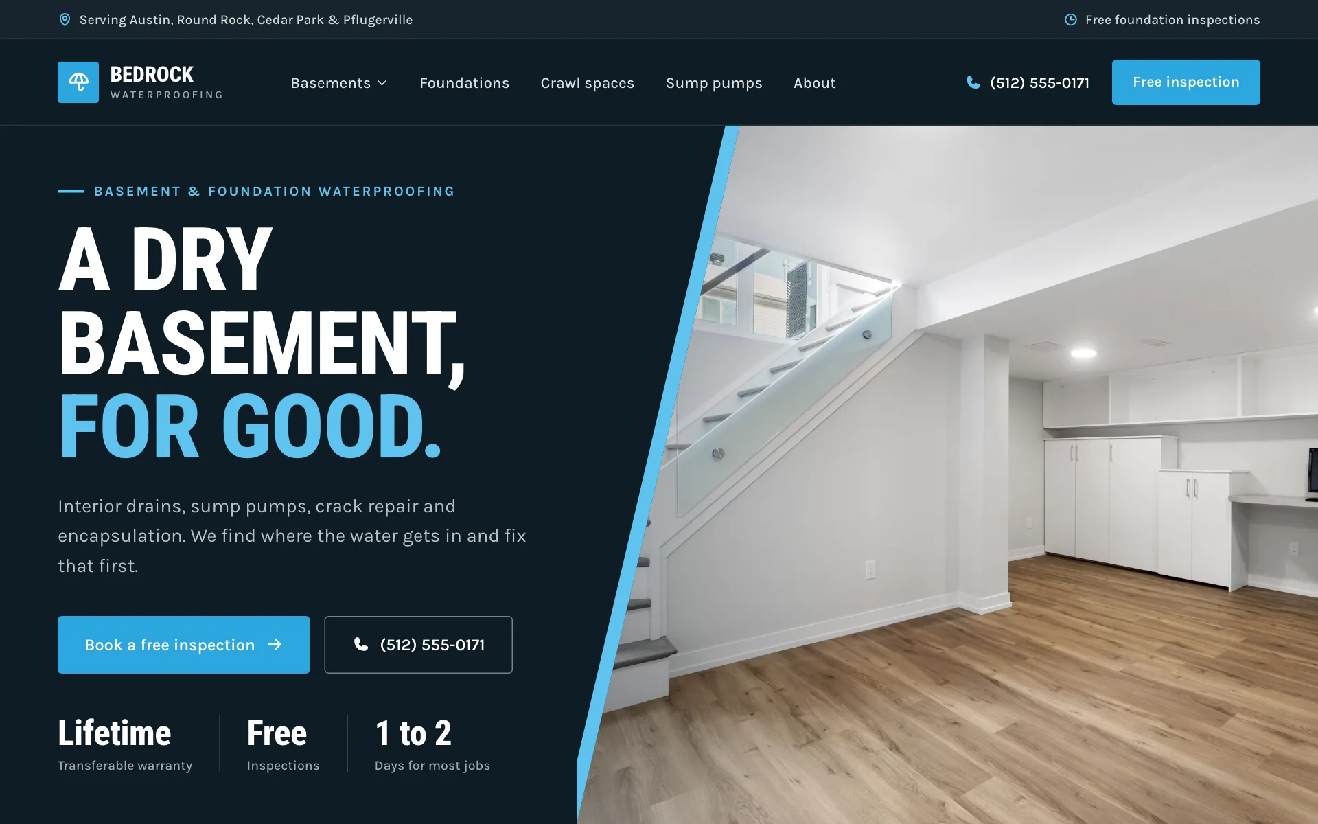 AI website for a waterproofing company, built with Pantora